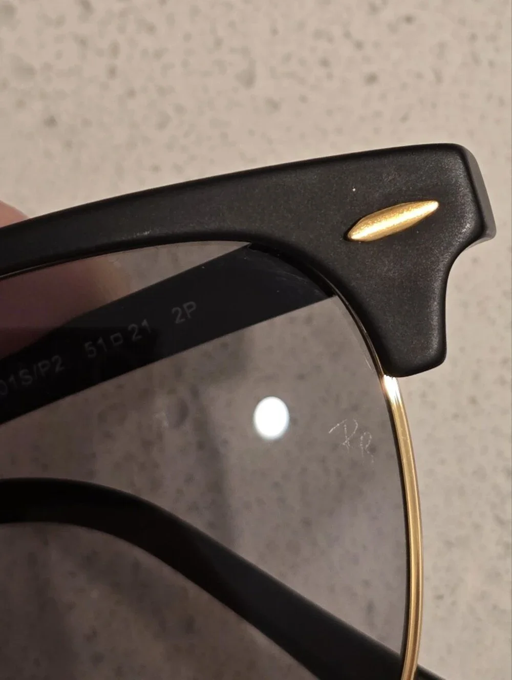 Ray-Ban Polarized Clubmaster Classic Sunglasses - Unisex Black/Gold Msrp $244